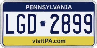 PA license plate LGD2899