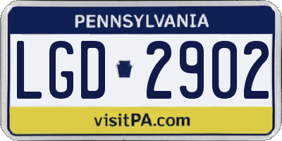 PA license plate LGD2902