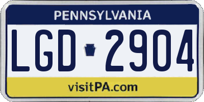 PA license plate LGD2904