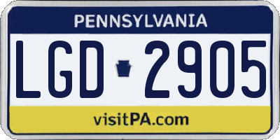PA license plate LGD2905
