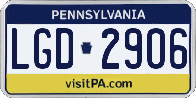 PA license plate LGD2906