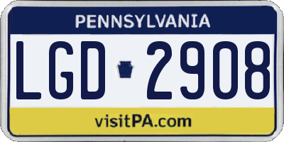 PA license plate LGD2908