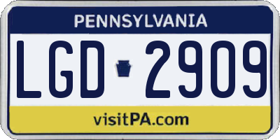 PA license plate LGD2909
