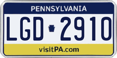 PA license plate LGD2910