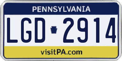 PA license plate LGD2914