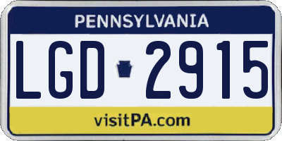 PA license plate LGD2915