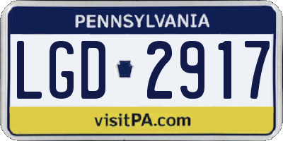 PA license plate LGD2917