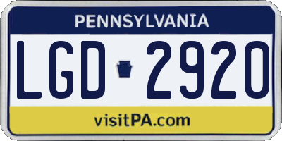 PA license plate LGD2920