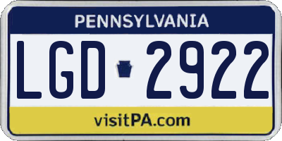PA license plate LGD2922