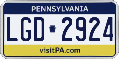 PA license plate LGD2924