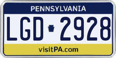 PA license plate LGD2928