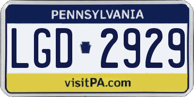 PA license plate LGD2929