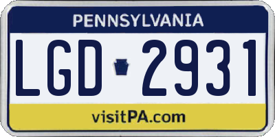 PA license plate LGD2931