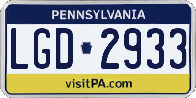 PA license plate LGD2933