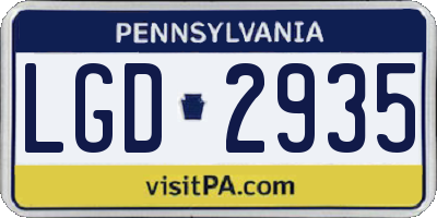 PA license plate LGD2935