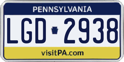 PA license plate LGD2938