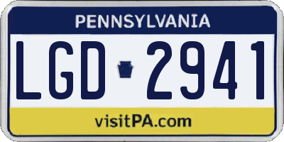 PA license plate LGD2941