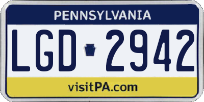 PA license plate LGD2942