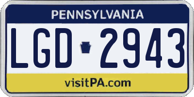 PA license plate LGD2943