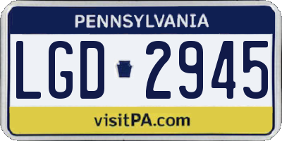 PA license plate LGD2945