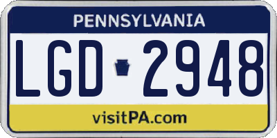 PA license plate LGD2948