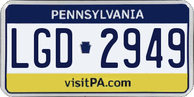 PA license plate LGD2949