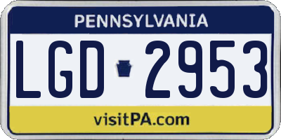 PA license plate LGD2953