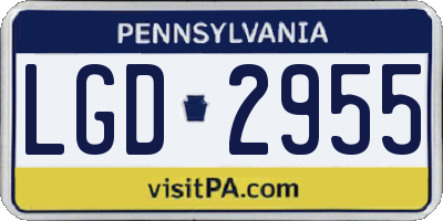 PA license plate LGD2955