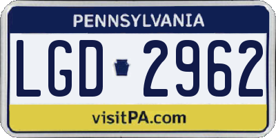PA license plate LGD2962