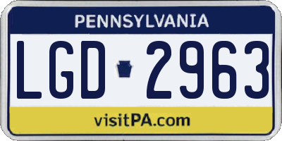 PA license plate LGD2963