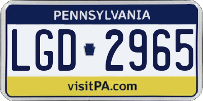PA license plate LGD2965
