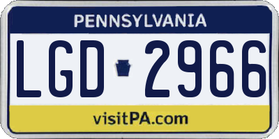 PA license plate LGD2966