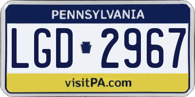 PA license plate LGD2967