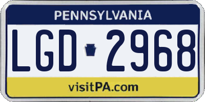 PA license plate LGD2968