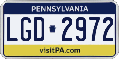 PA license plate LGD2972