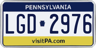 PA license plate LGD2976