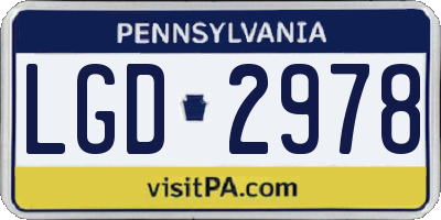 PA license plate LGD2978