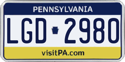 PA license plate LGD2980