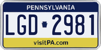 PA license plate LGD2981