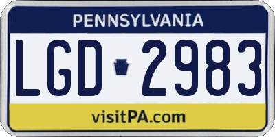 PA license plate LGD2983