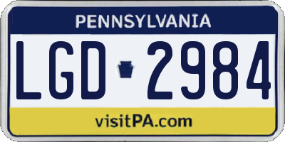 PA license plate LGD2984