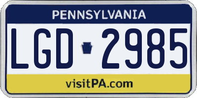 PA license plate LGD2985