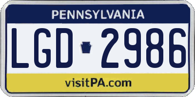 PA license plate LGD2986