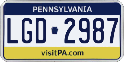 PA license plate LGD2987