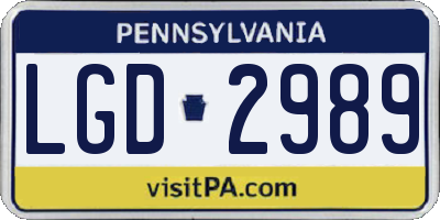 PA license plate LGD2989