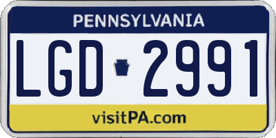 PA license plate LGD2991