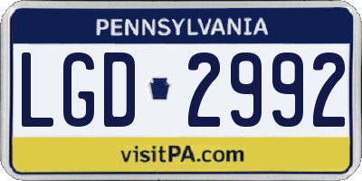 PA license plate LGD2992