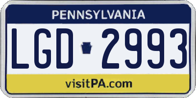 PA license plate LGD2993