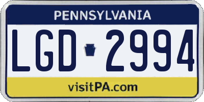 PA license plate LGD2994