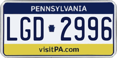 PA license plate LGD2996